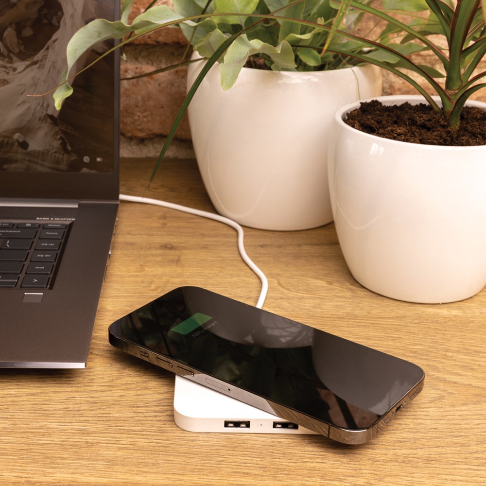 RCS recycled plastic 10W Wireless charger with USB Ports